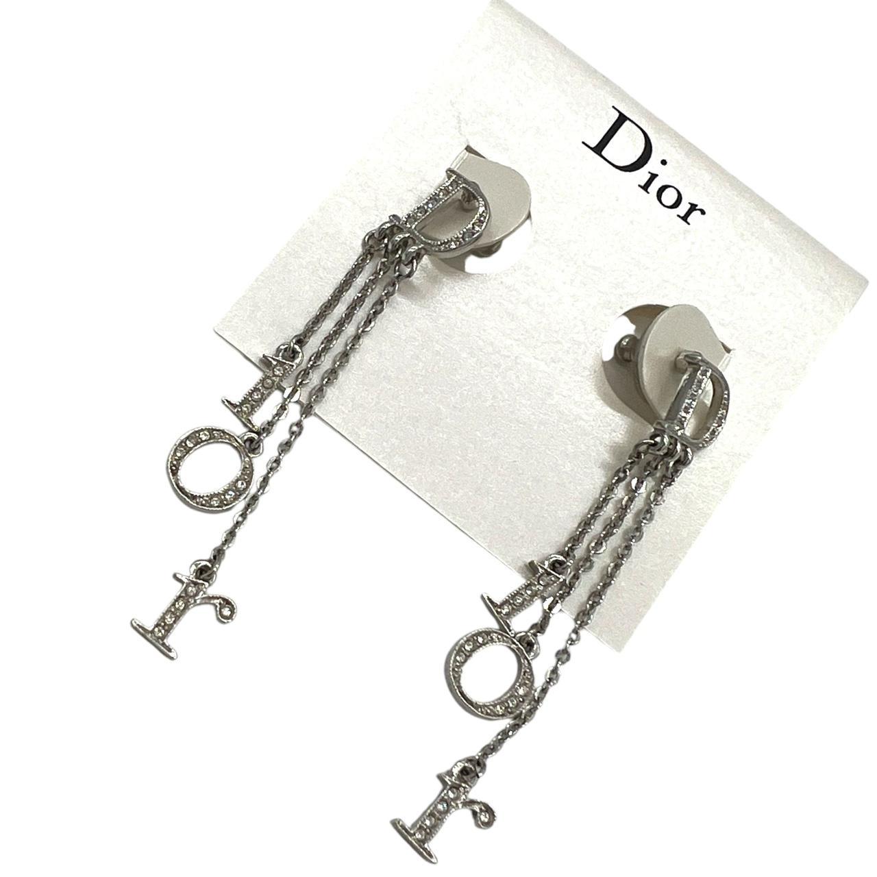 Christian Dior Crystal Logo Dangle Earrings - Outfit Repeater