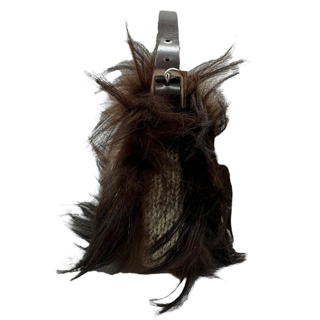 Fendi Fur Trim Knit Baguette Shoulder Bag - Outfit Repeater