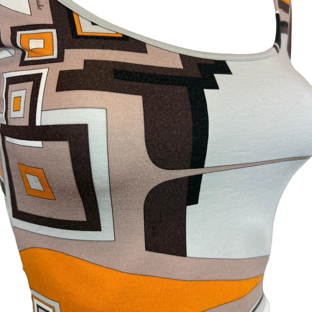 Emilio Pucci Firenze Brown and Orange Multicolored Patterned Long Sleeve Top - Outfit Repeater