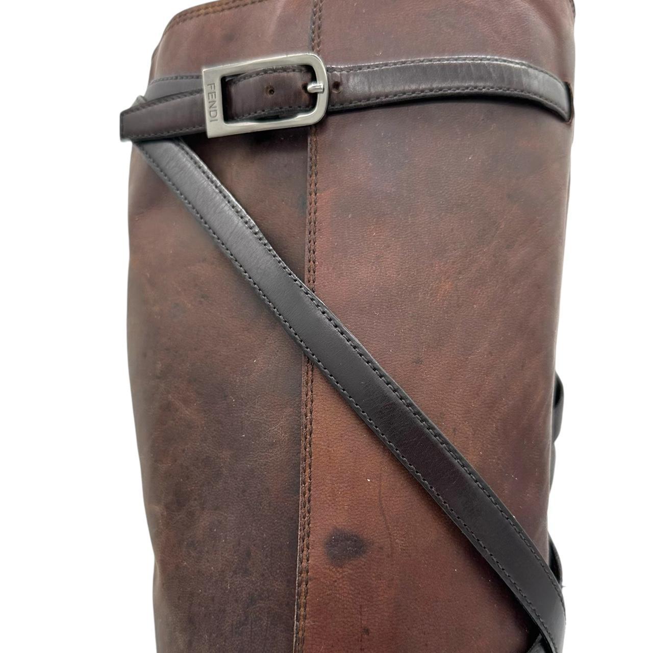 Fendi Brown Leather Heeled Knee-High Boots