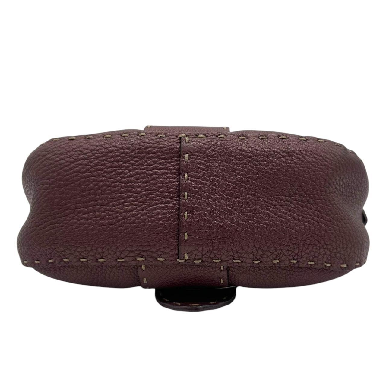 Fendi Selleria Burgundy leather Mini Crescent Shoulder Bag - Outfit Repeater