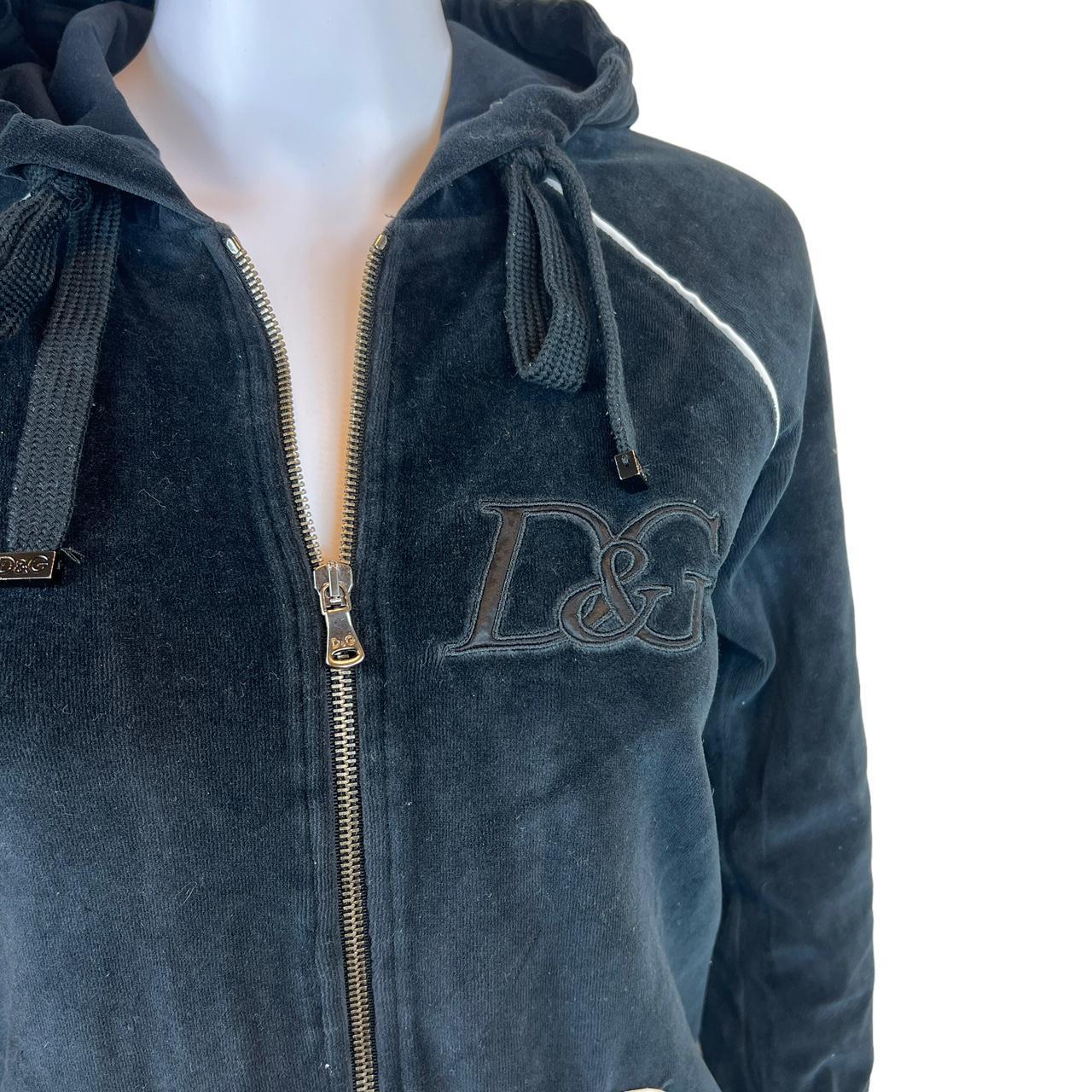 Dolce & Gabbana Black Velour Logo Zip Up Hoodie Jacket