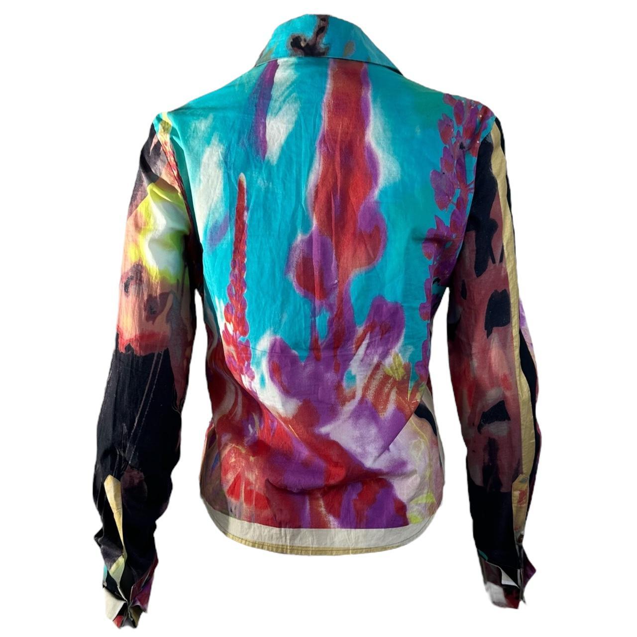 Just Cavalli Multicolor Printed Blouse with Classic Collar