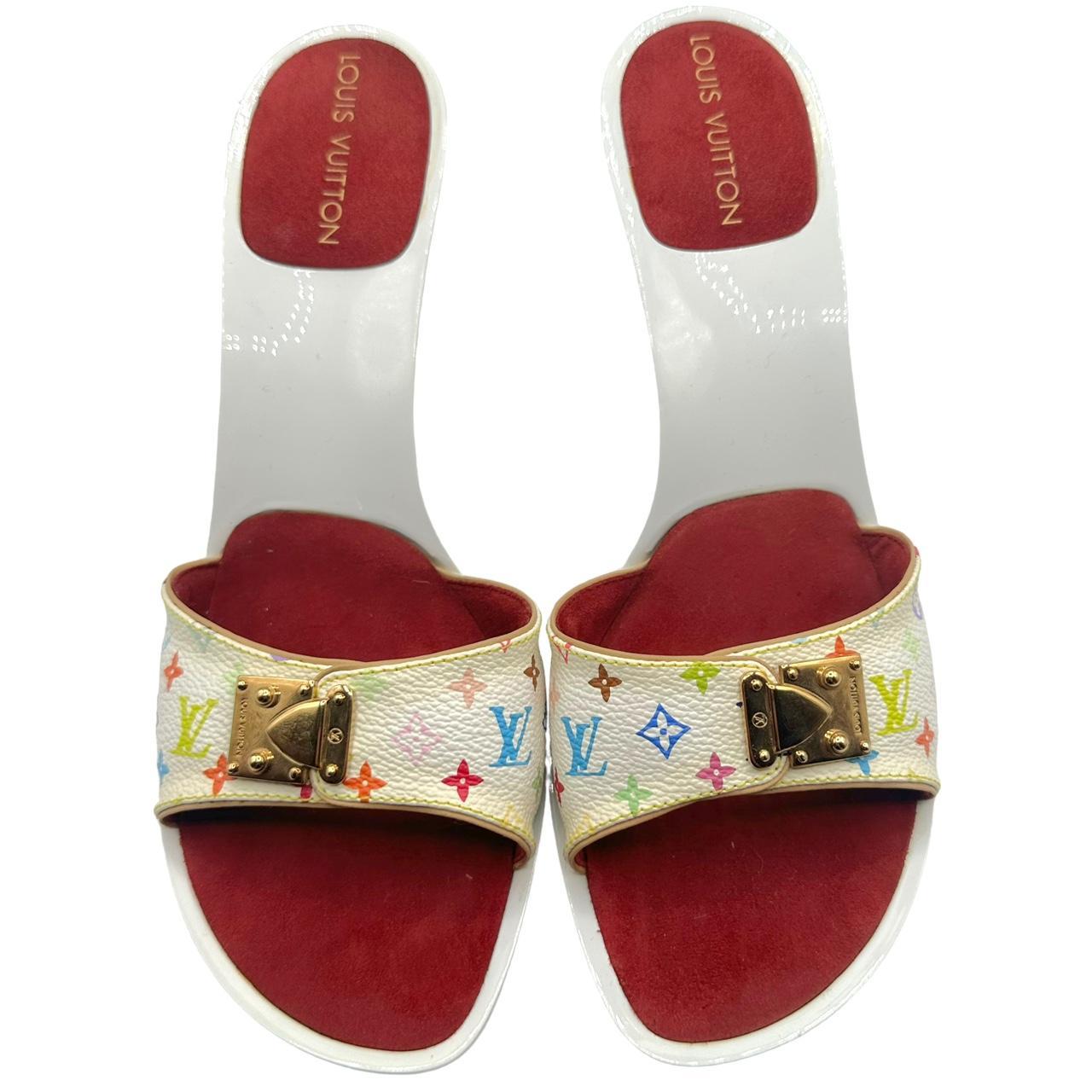 Louis Vuitton Heeled Sandals White Multicolor Monogram