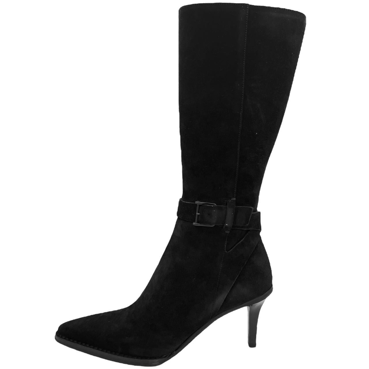 Gucci by Tom Ford Black Suede Pointed Toe Knee High Boots - Outfit Repeater