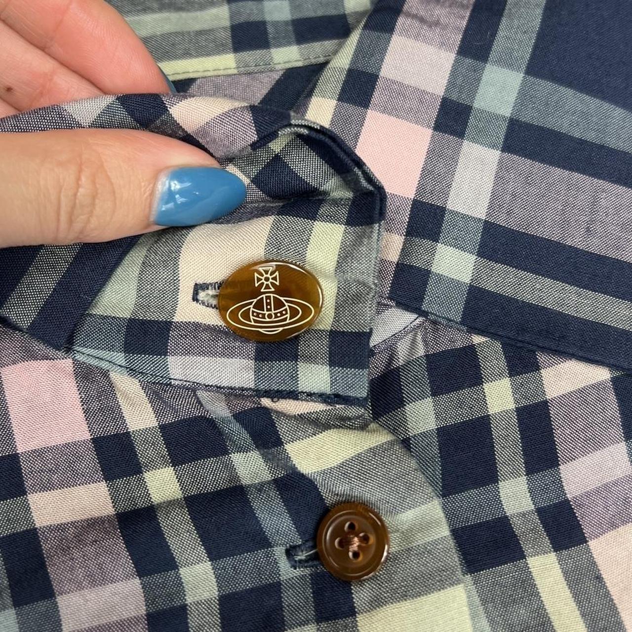 Vivienne Westwood Red Label Pink and Blue Longline Plaid Button Up Shirt - Outfit Repeater