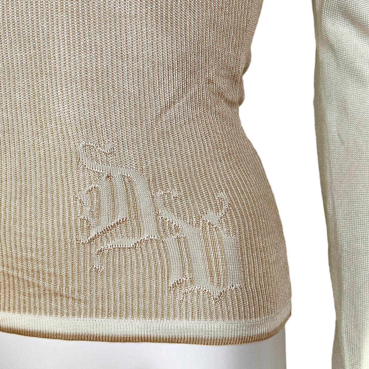 Versace Tan and Cream Knit Collared Top