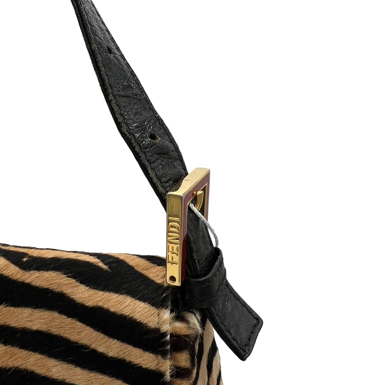 Fendi Zebra Print Calfskin Shoulder Bag