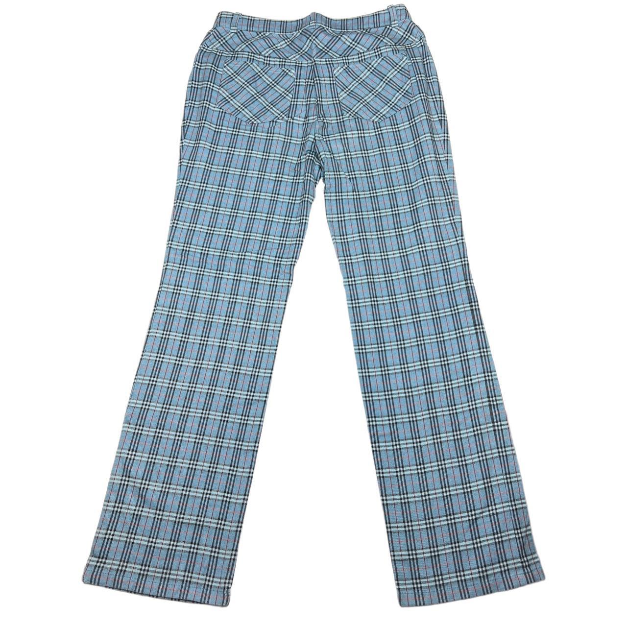 Burberry Blue Label Light Blue Nova Check Plaid Straight Leg Pants