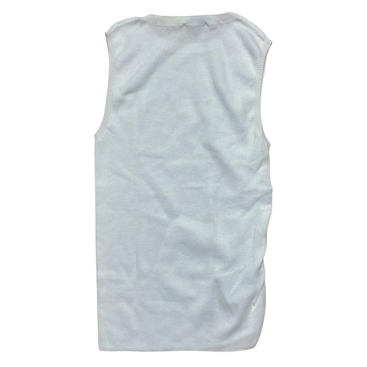 Prada White Cotton Knit Ruched Side Sleeveless Tank - Outfit Repeater