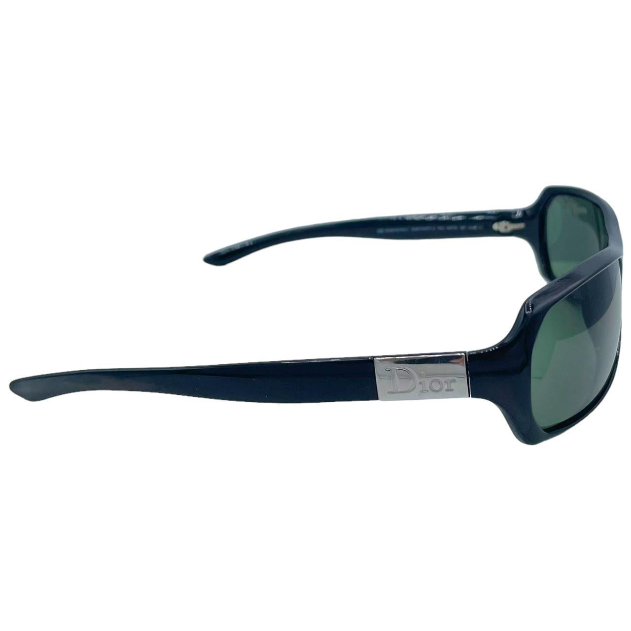 Dior Party 2 Black Silver Sunglasses Green Tinted Lenses