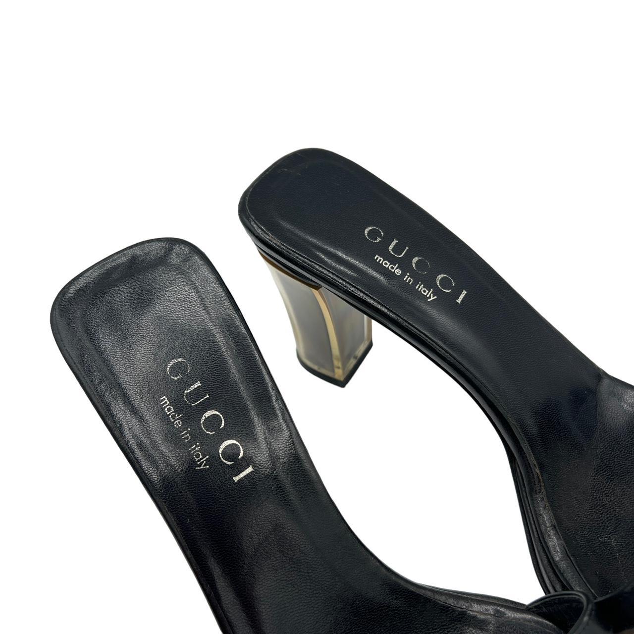 Gucci by Tom Ford Black Leather Transparent Mule Heels - Outfit Repeater