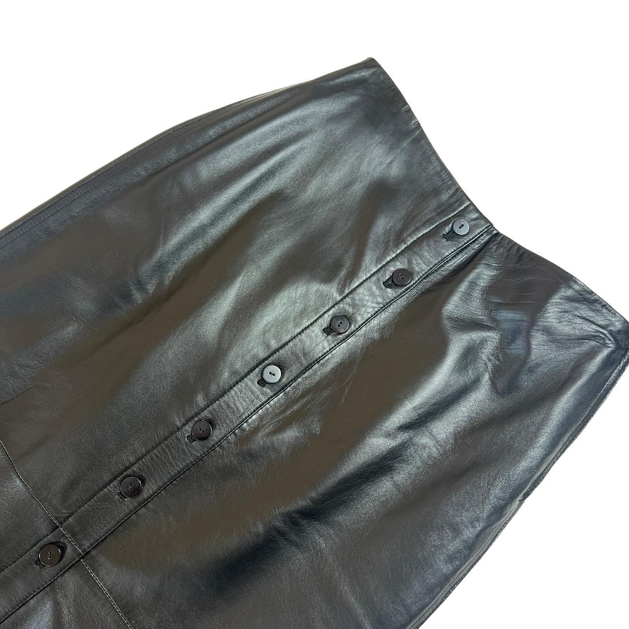 Jean-Paul Gaultier Black Leather Button Up Maxi Skirt