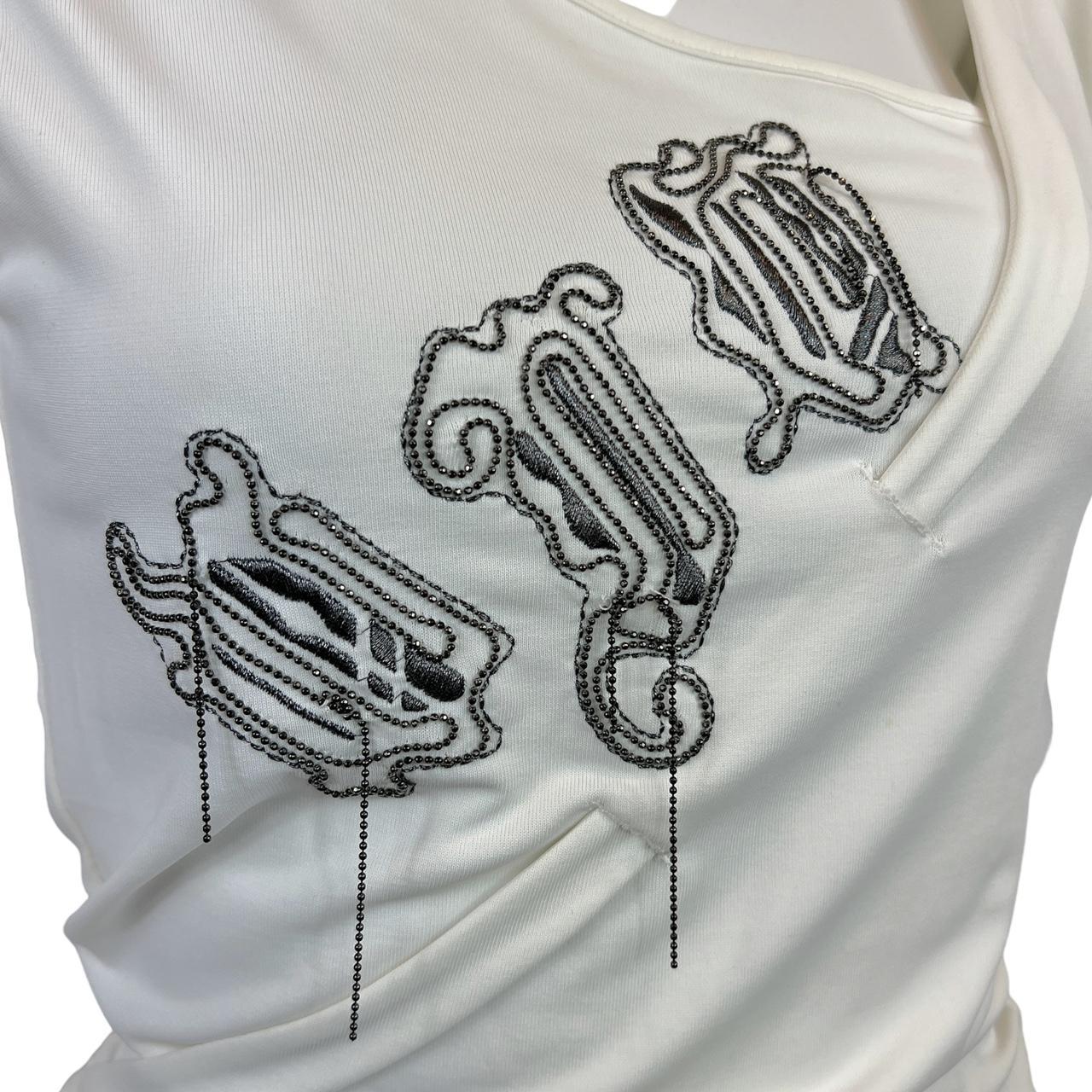 Versace Jeans Couture White Asymmetrical Logo Top - Outfit Repeater