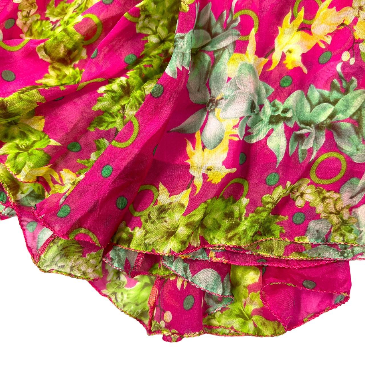 Versace Jeans Couture Pink Floral Print Silk Midi Skirt - Outfit Repeater