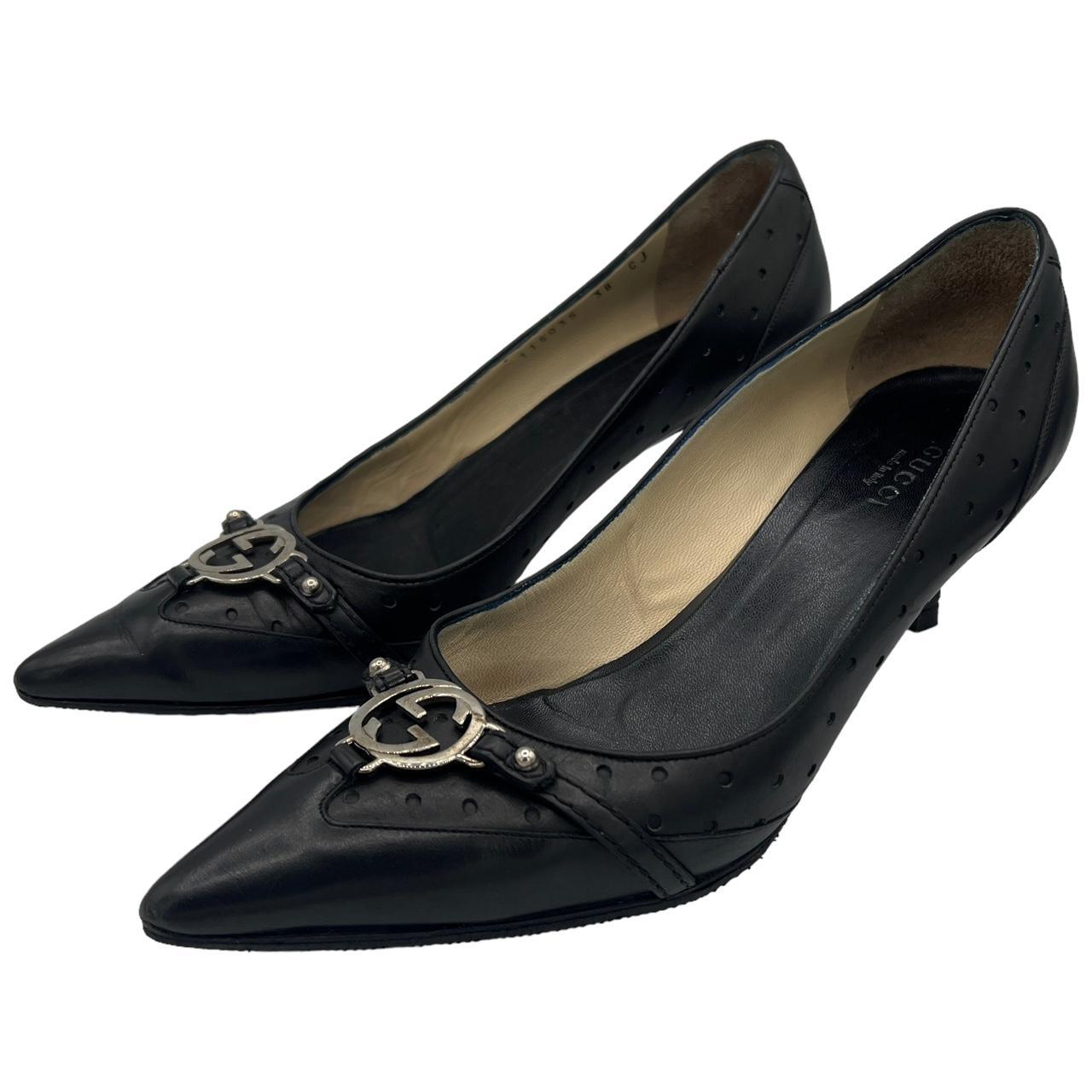 Gucci Black Pointed Toe Heels with GG Logo