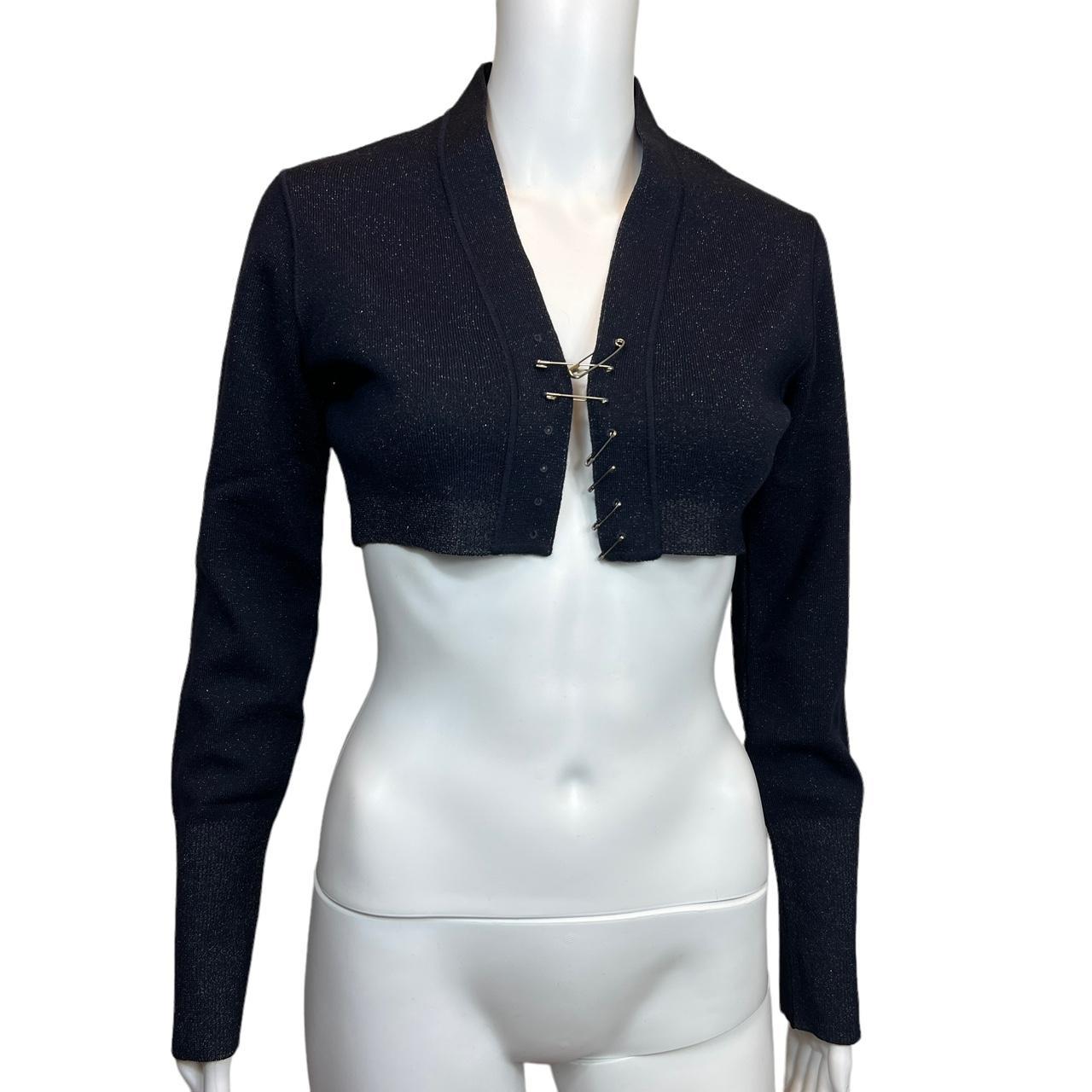 Jean Paul Gaultier Maille Mavy Blue Cropped Cardigan with Safety Pins