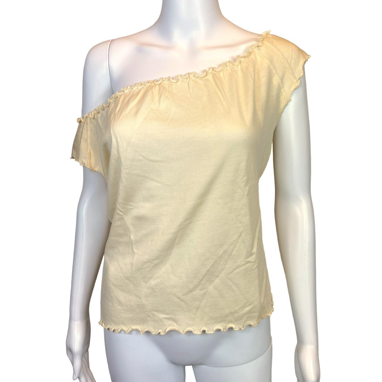 Gucci By Tom Ford 1999 Ivory Lettuce Edge Off The Shoulder Top - Outfit Repeater