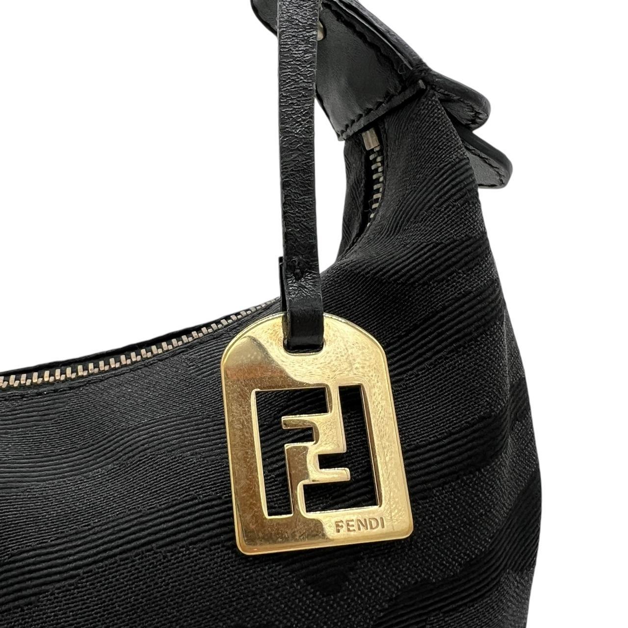 Fendi Black Tiger Print Canvas Croissant Shoulder Bag