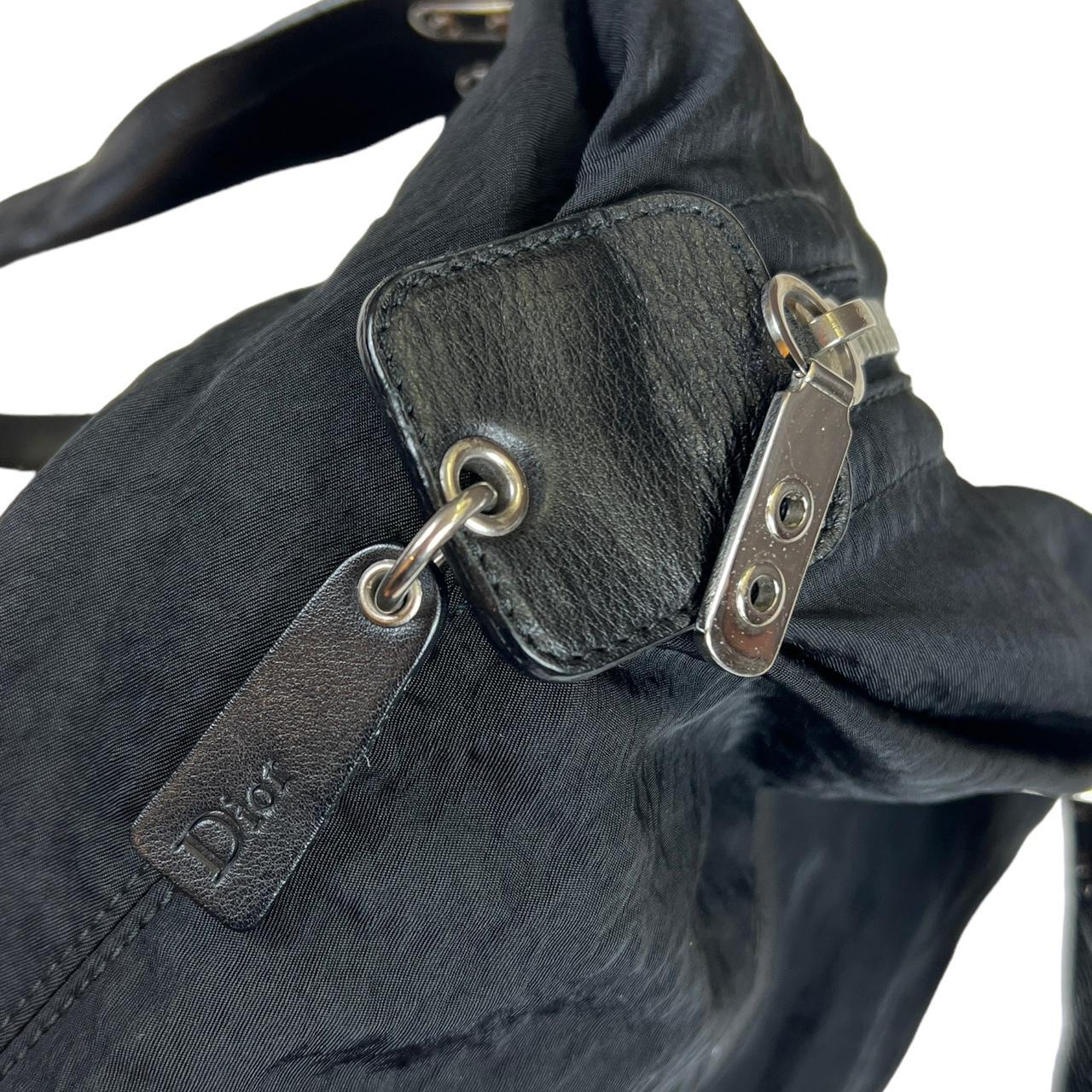 Christian Dior Black Nylon Leather Bowler Shoulder Bag