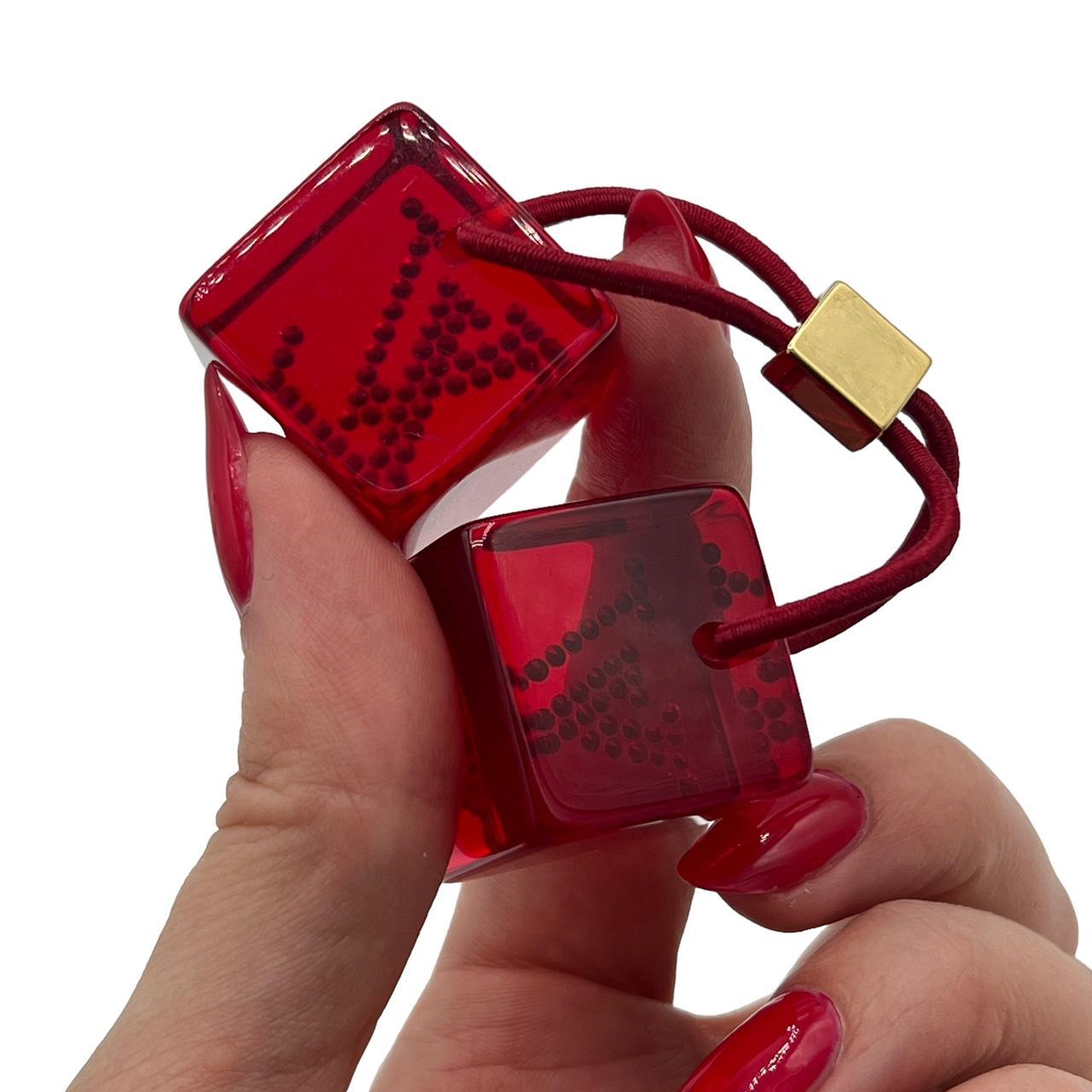 Louis Vuitton Red Rinestone Cube Hair Tie