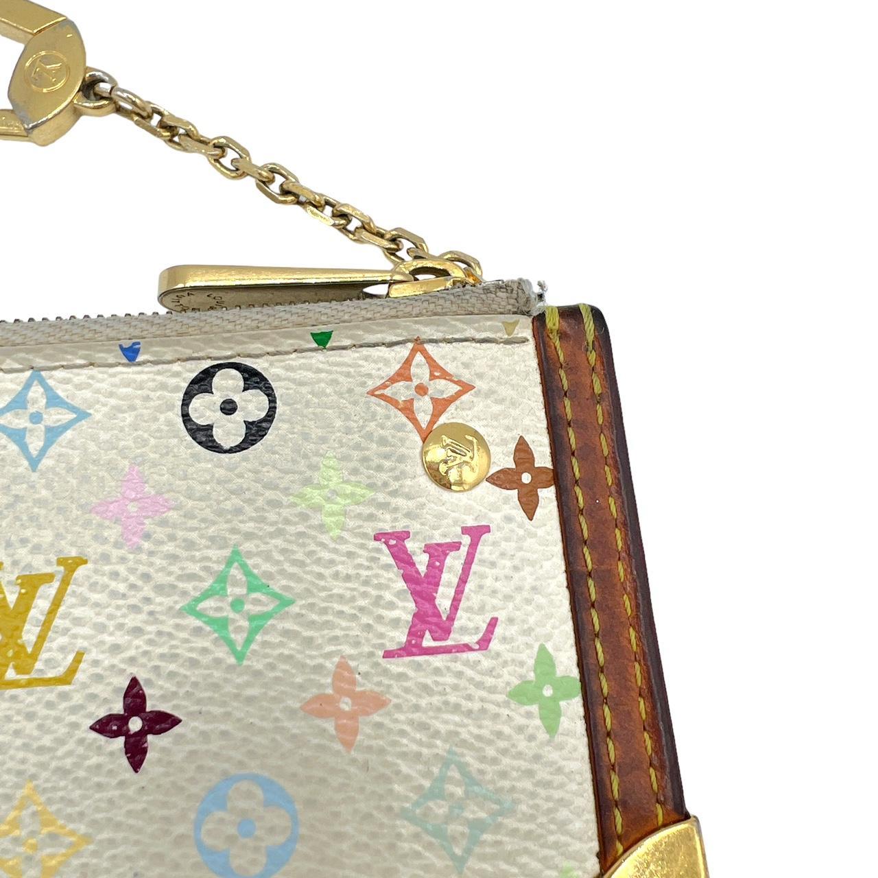 Louis Vuitton Key Pouch White Multicolor Monogram