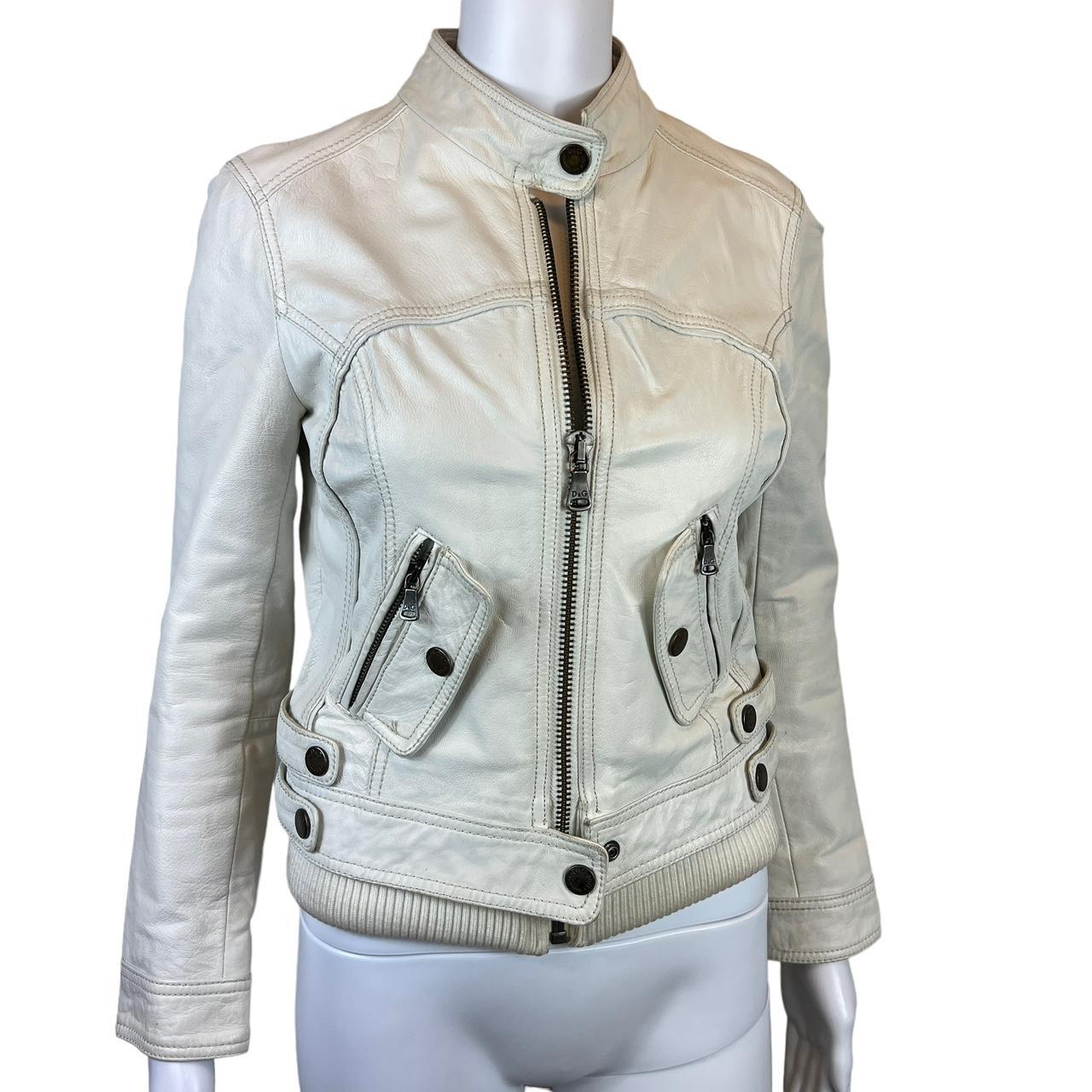 Dolce & Gabbana D&G Cream White Leather Bomber Jacket - Outfit Repeater