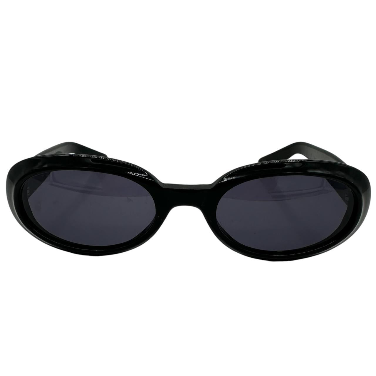 Gucci Black Oval Sunglasses with Dark Tinted Lenses