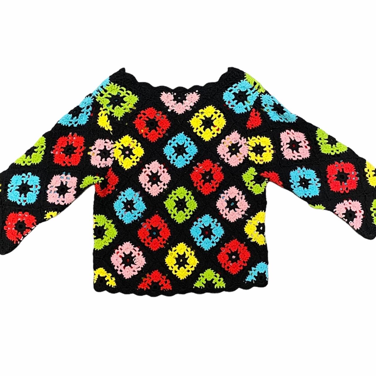 Moschino Boutique Line Rainbow Colorful Crochet Cropped Cardigan