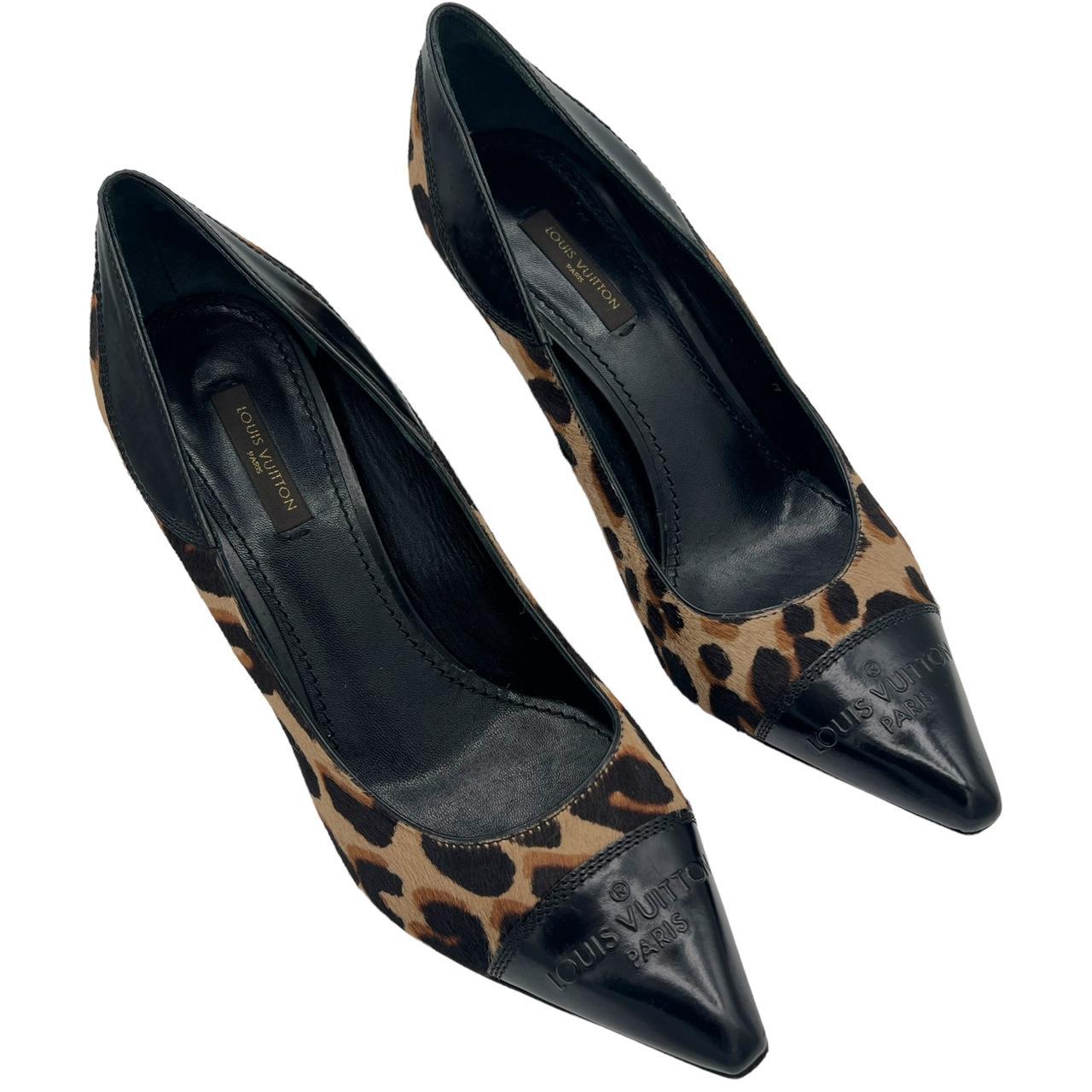 Louis Vuitton Leopard Print Pointed Toe Logo Heels - Outfit Repeater