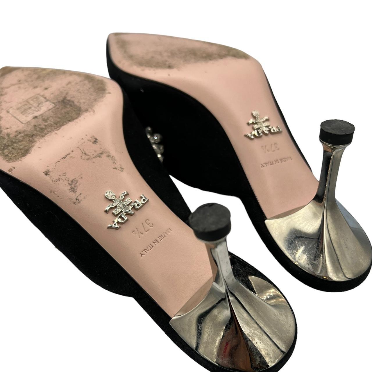 Prada Black Crystal Embellished Mule Heels
