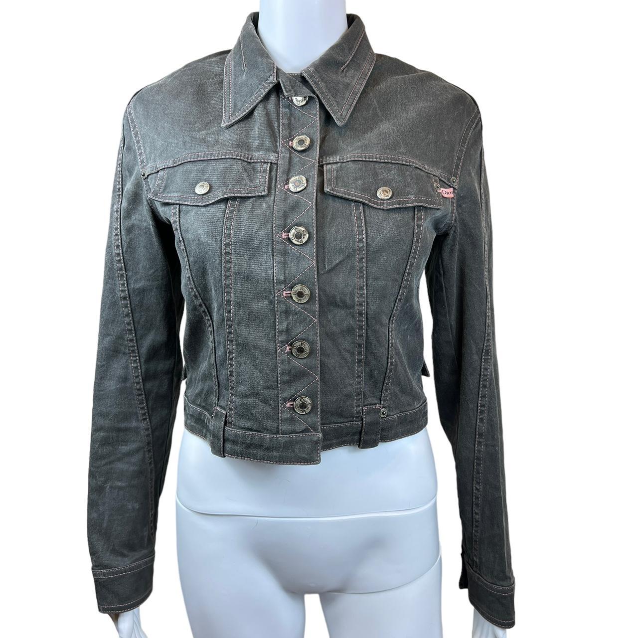Christian Dior by John Galliano Spring 2003 Gray Denim Jacket With Pink Stitching - Outfit Repeater