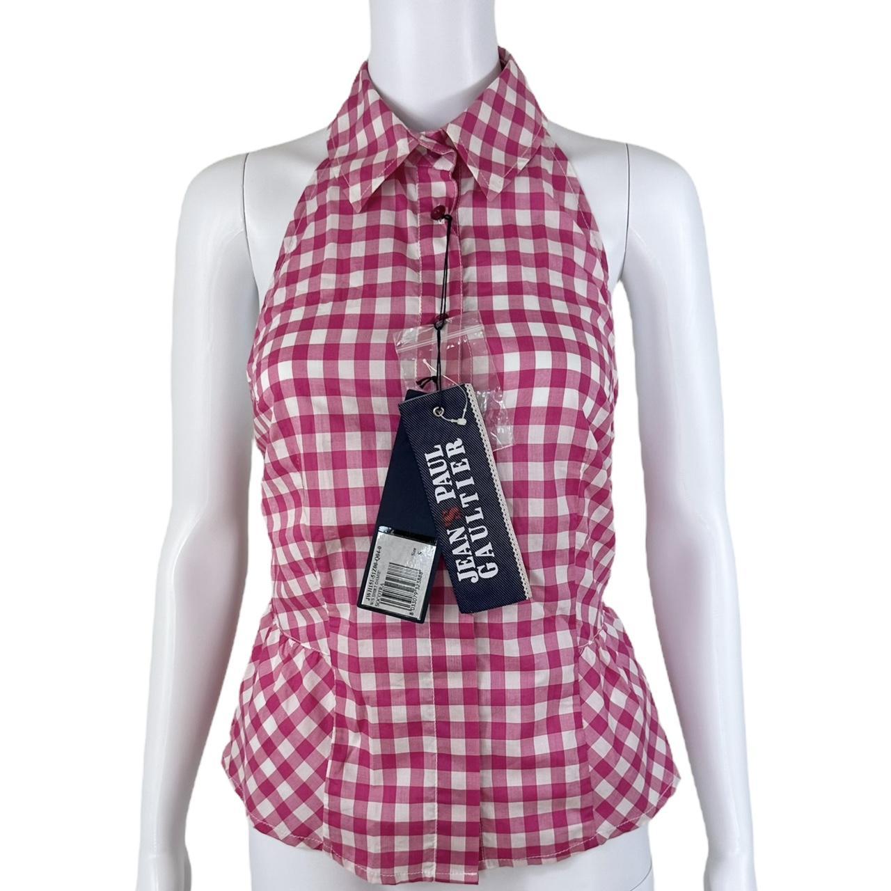 Jean Paul Gaultier Jeans Pink Gingham Backless Blouse Top - Outfit Repeater