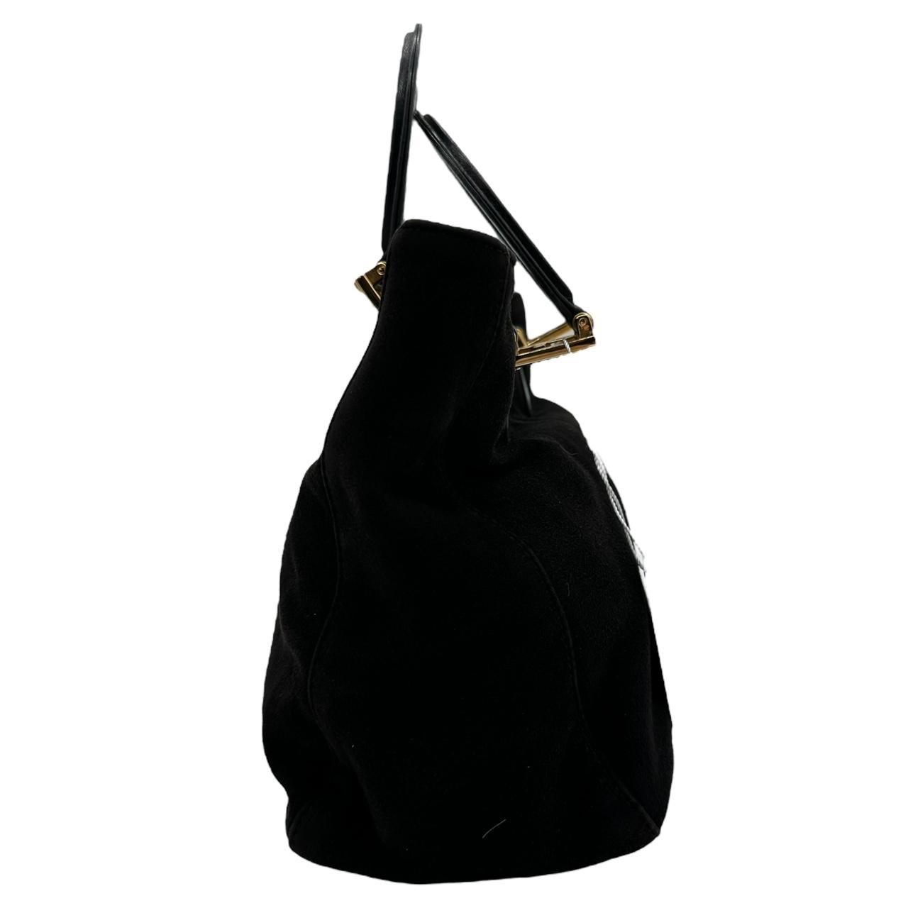 Fendi Black Suede Logo Handle Mini Tote Bag - Outfit Repeater