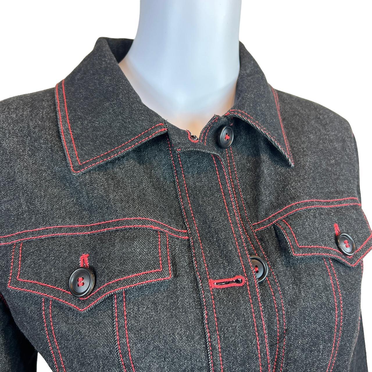 Dolce & Gabbana Wool Blend 'Denim Look' Jean Jacket with Hot Pink / Red Contrast Stitching - Outfit Repeater