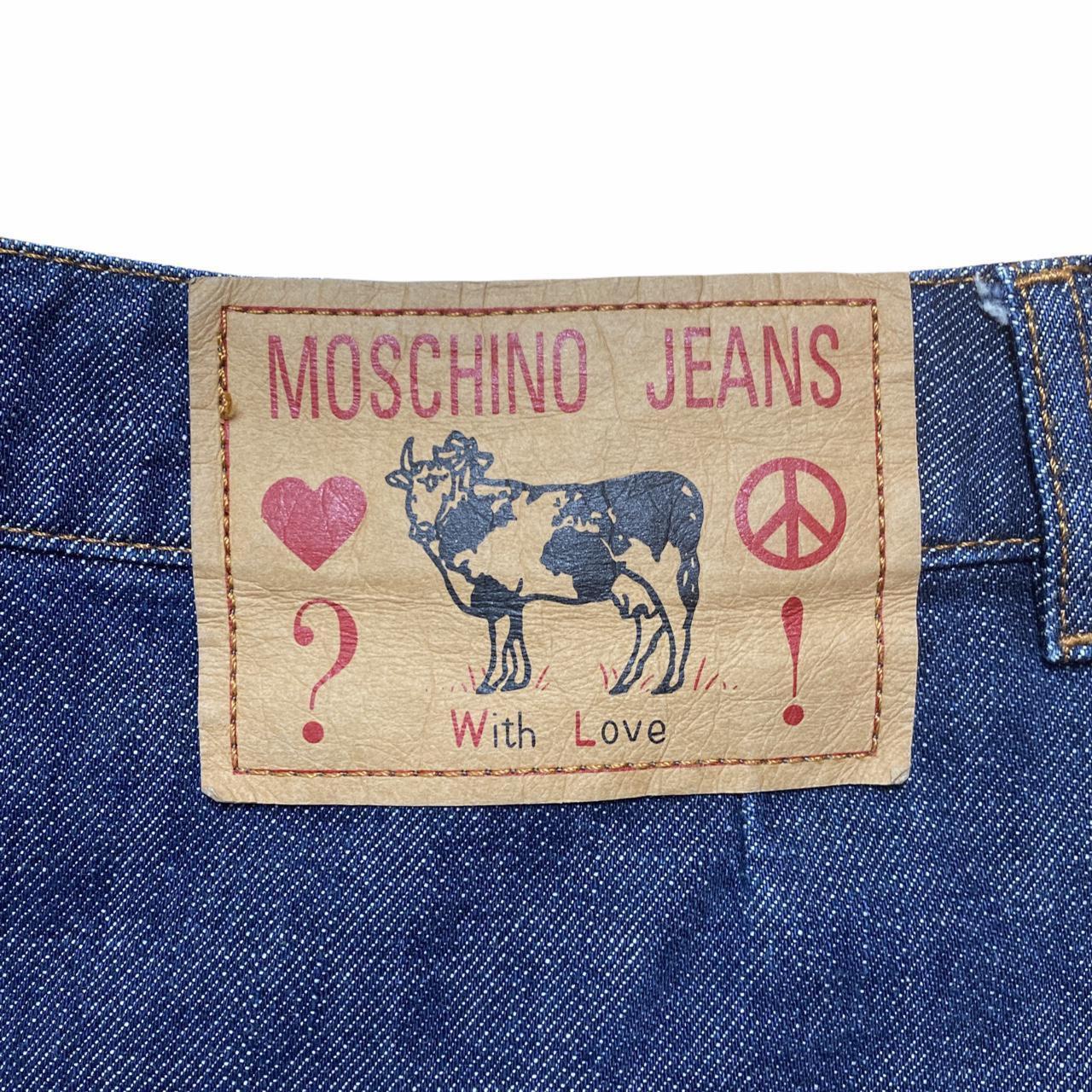 Moschino Jeans Pleated Frilly Mini Denim Skirt with Logo Patch - Outfit Repeater