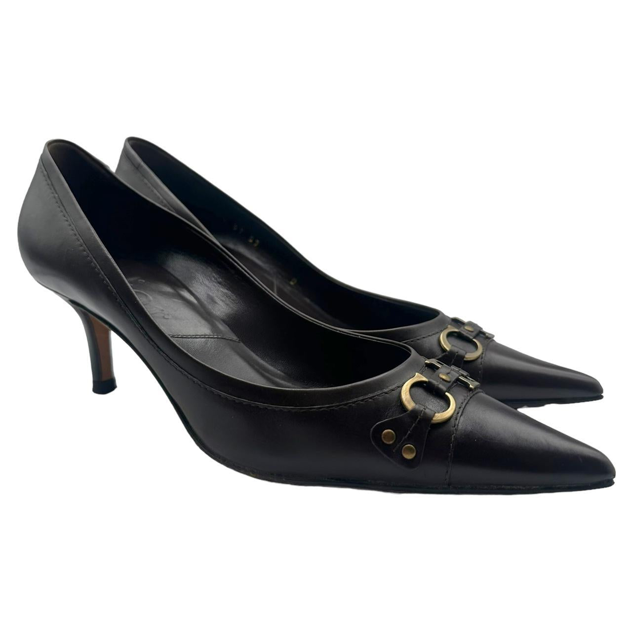 Christian Dior Brown Leather Pointed Toe Heels