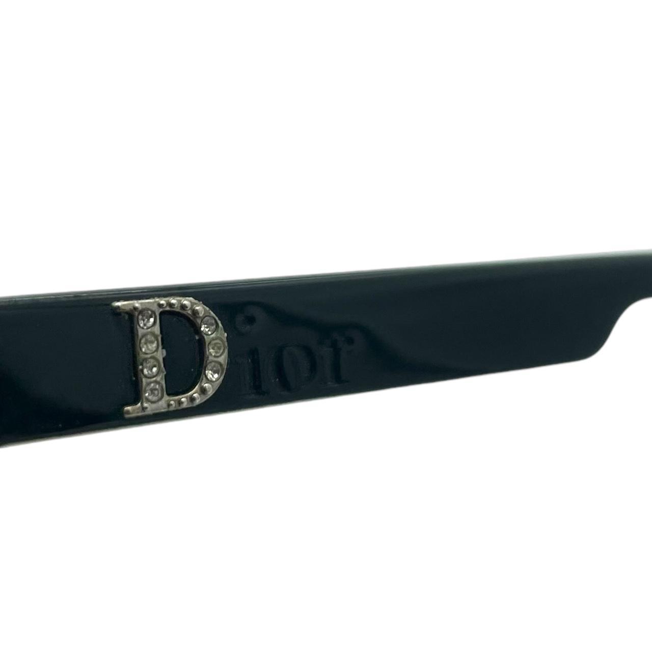 Christian Dior Black Crystal Logo Rectangle Sunglasses