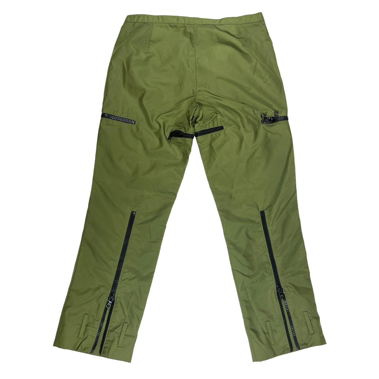 Miu Miu Khaki Green Nylon Zippered Track Pants - Outfit Repeater