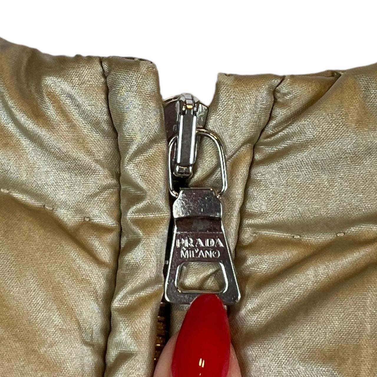 Prada 2007 Metallic Gold Cropped Bomber Puffer Jacket - Outfit Repeater
