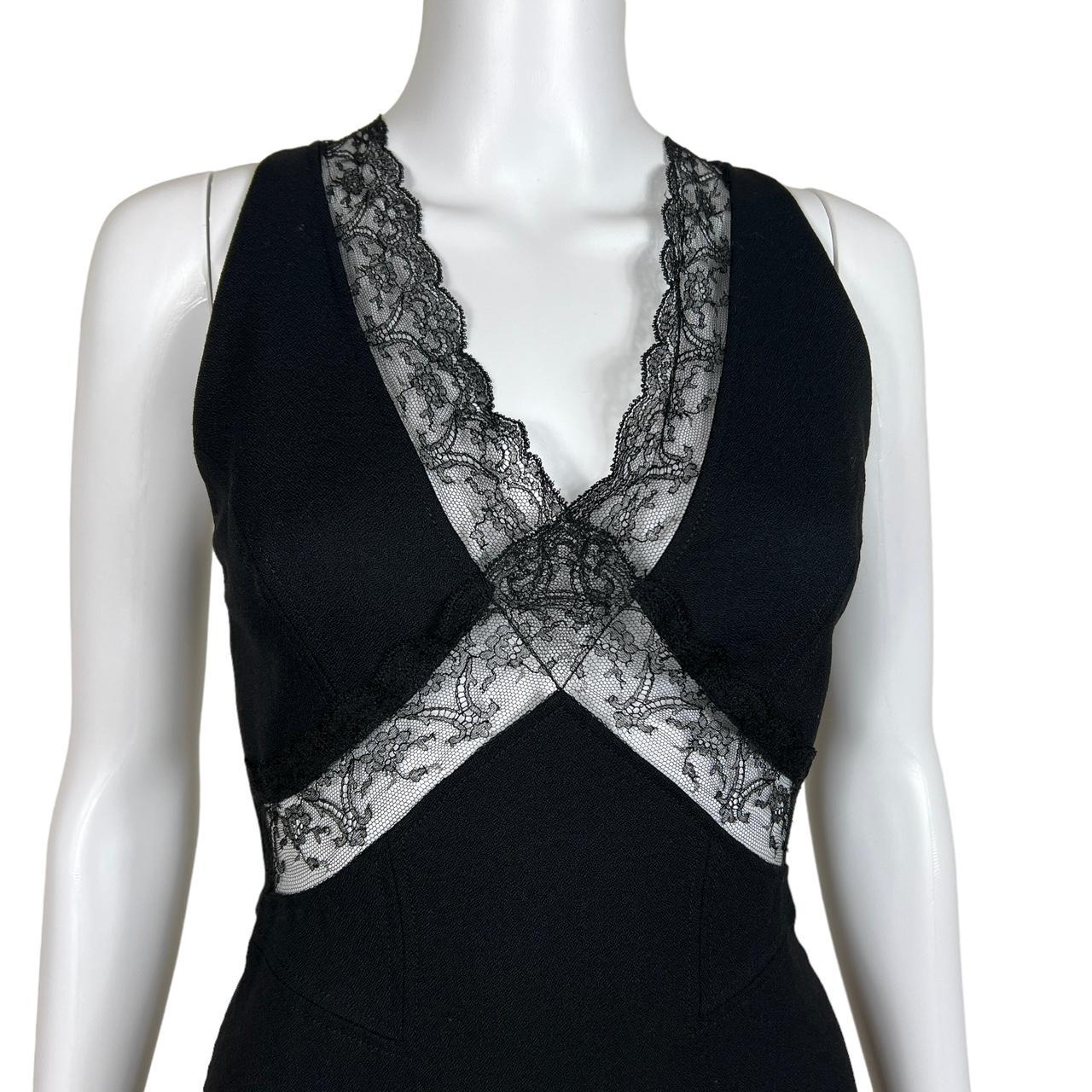 Roberto Cavalli F/W 2007 Black Lace Trim Midi Dress