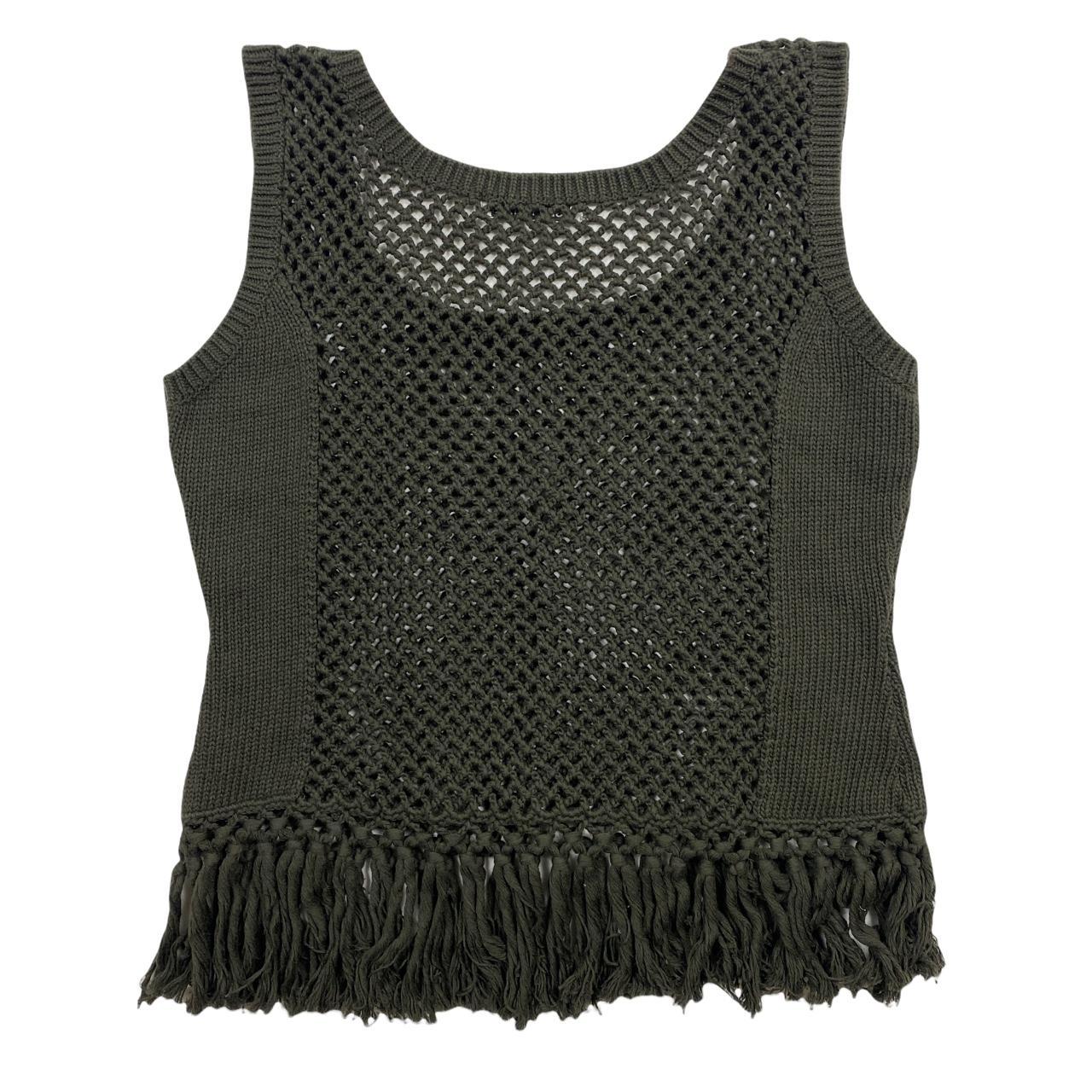 Issey Miyake Mainline Fishnet Style Crochet Boxy-Fit Tank with Fringe Tassels