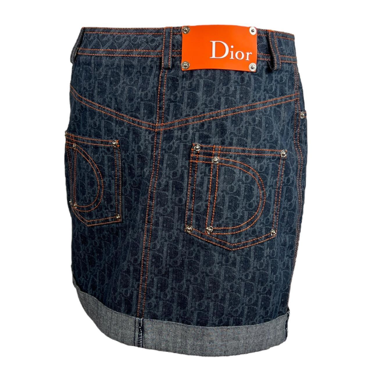 Christian Dior by John Galliano Spring 2006 Dior Flight Denim Diorissimo Trotter Print Mini Skirt - Outfit Repeater