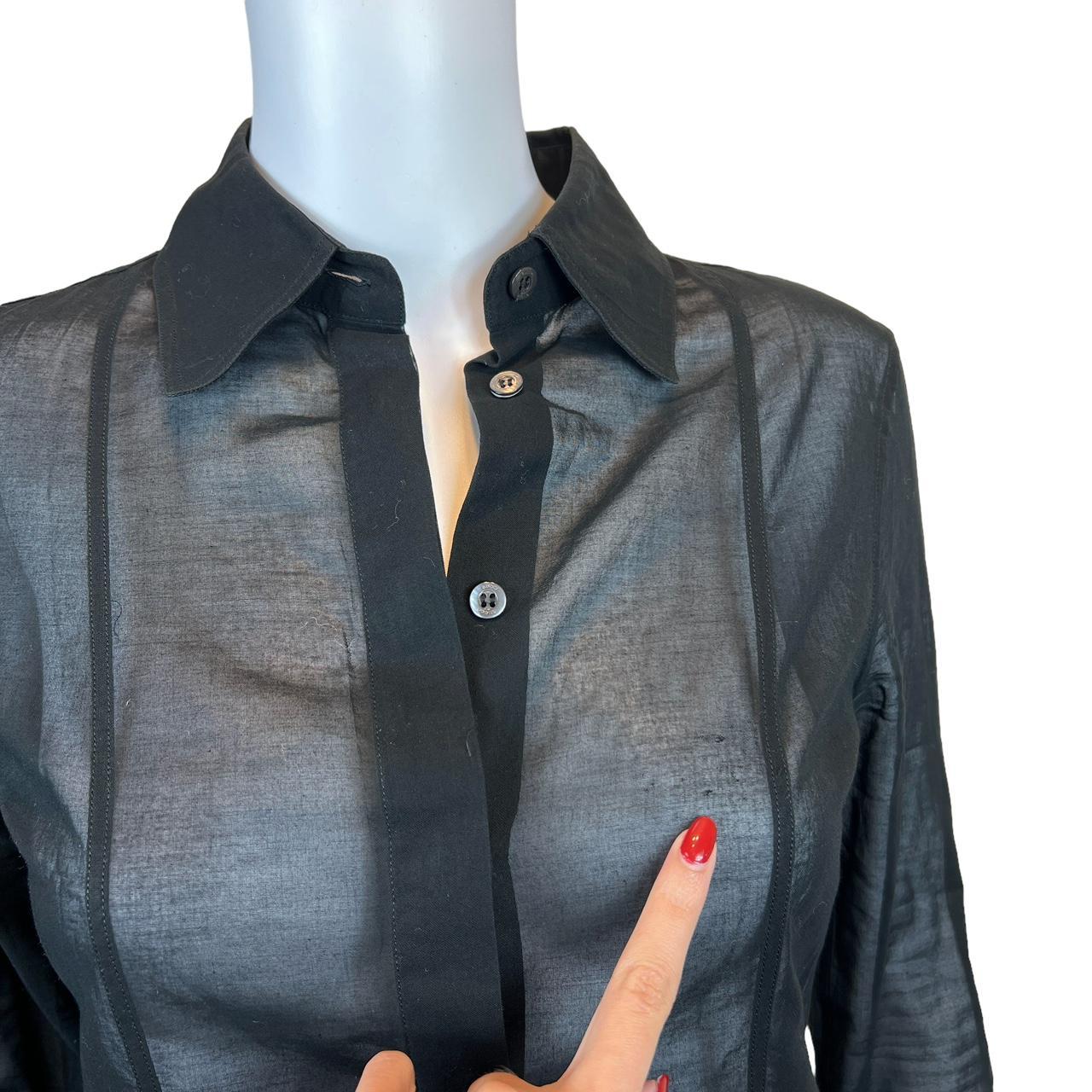 Gucci By Tom Ford S/S 1999 Black Sheer Cotton Button Down Blouse Top - Outfit Repeater