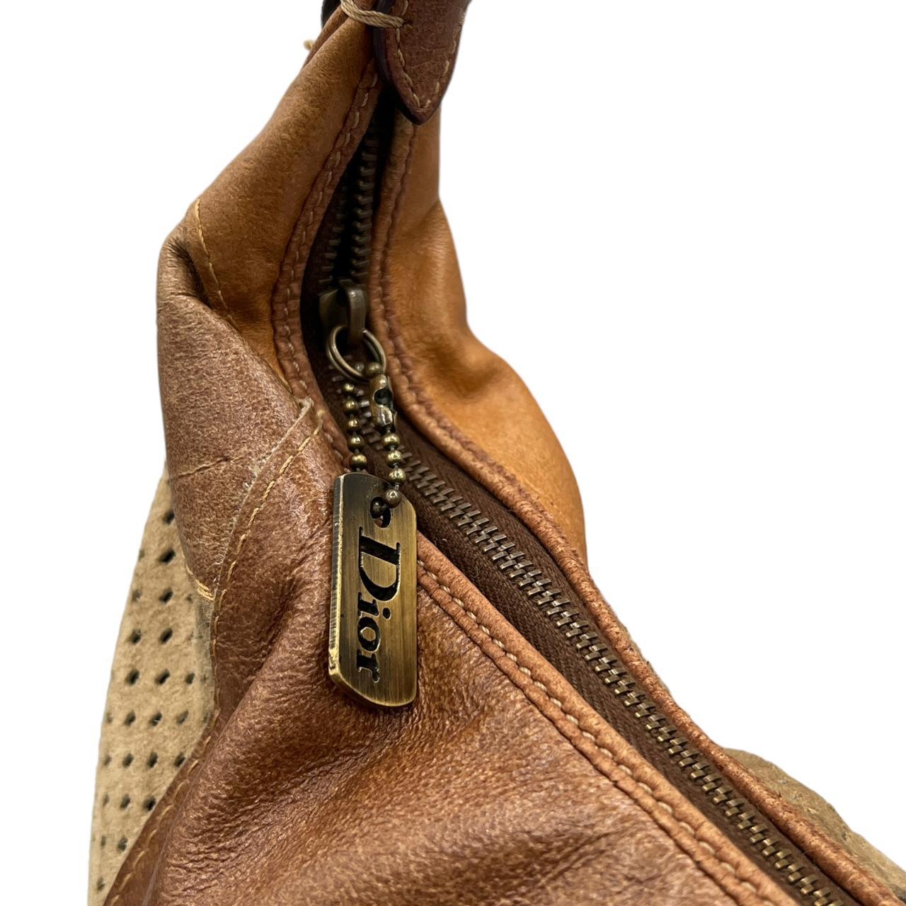 Christian Dior Brown Patchwork Leather Hobo Bag