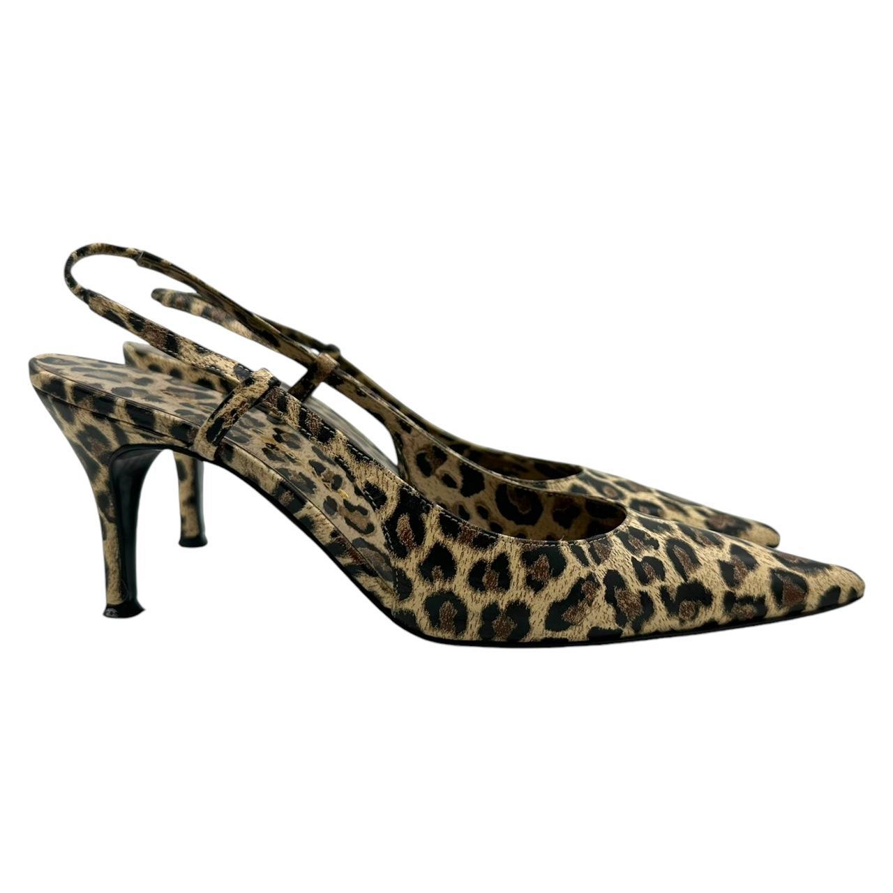 Dolce & Gabbana Leopard Print Slingback Kitten Heels