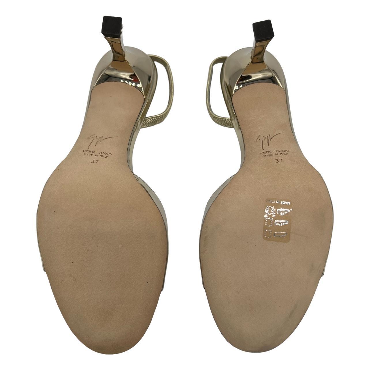 Giuseppe Zanotti "Kellen Red Carpet 70" Silver Chrome Slingback Open Toe Kitten Heels - Outfit Repeater