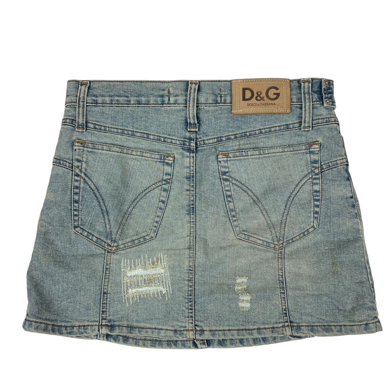 Dolce & Gabbana Light Wash Denim Distressed Mini Skirt with Attached Belt - Outfit Repeater