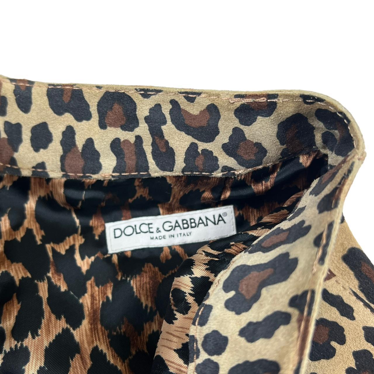 Dolce & Gabbana Leopard Print Suede Leather Midi Skirt