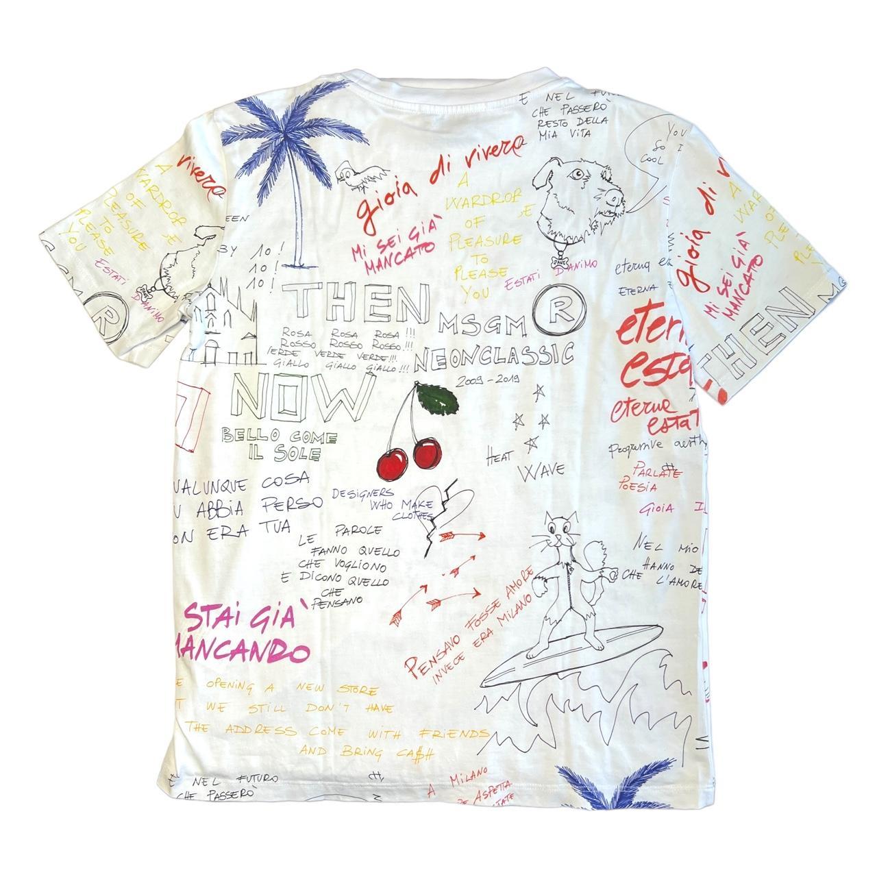 MSGM Cherry Doodle Handwriting Drawings Printed Graphic T-Shirt - Outfit Repeater